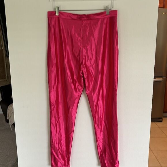 Urban Outfitters Hot Pink Disco Pants Exposed Zippers Shiny Size XL - Picture 7 of 11